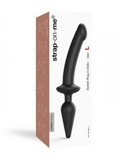 Черный двусторонний фаллоимитатор Strap-On-Me Dildo Plug-In Switch size L