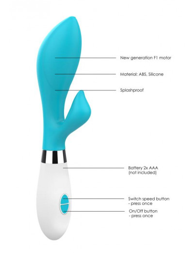 Бирюзовый вибратор-кролик Achelois - 21,8 см.