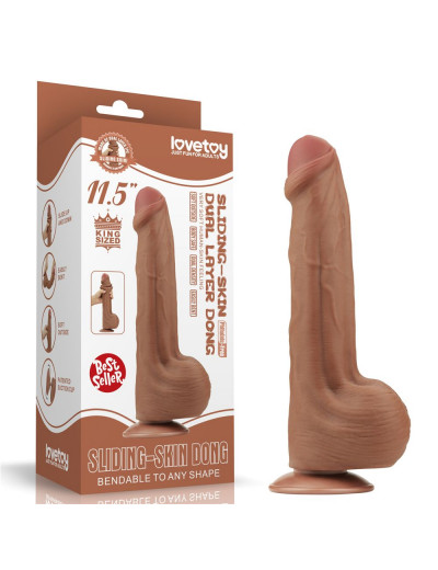 Коричневый фаллоимитатор 11.5 King Sized Sliding Skin Dual Layer Dong - 29 см.