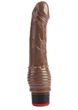 Коричневый вибратор 7.6 Vibrating Dildo - 19,5 см.