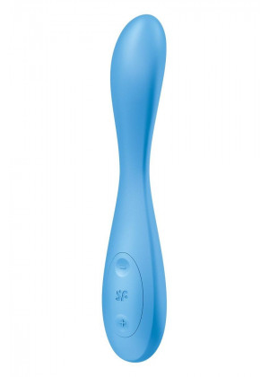 Голубой гибкий вибромассажер Satisfyer G-Spot Flex 4+ - 19 см.