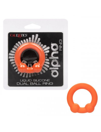 Оранжевое эрекционное кольцо Liquid Silicone Dual Ball Ring