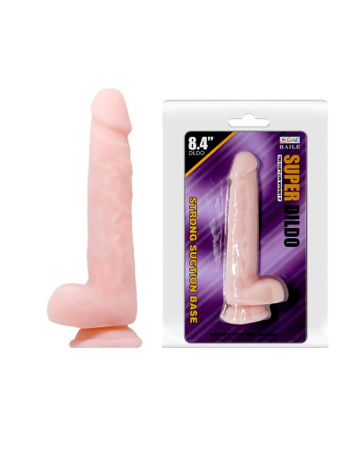 Телесный фаллоимитатор на присоске Super Dildo - 21,5 см.