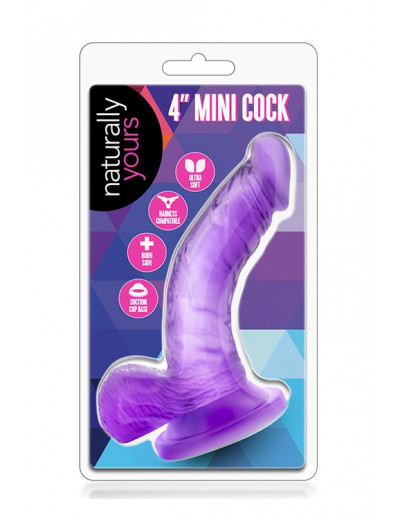 Фиолетовый фаллоимитатор на присоске NATURALLY YOURS 4INCH MINI - 12 см.