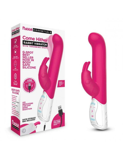 Розовый вибромассажер для G-точки Come hither G-Spot Rabbit - 24,5 см.