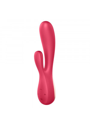 Красный вибратор-кролик Satisfyer Mono Flex с управлением через приложение - 20,4 см.