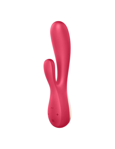 Красный вибратор-кролик Satisfyer Mono Flex с управлением через приложение - 20,4 см.