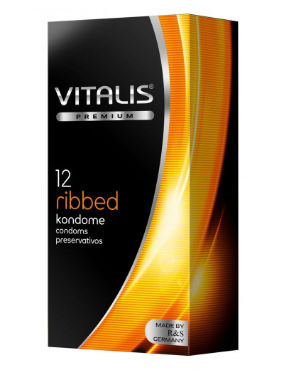 Ребристые презервативы VITALIS PREMIUM ribbed - 12 шт.