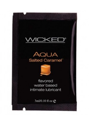 Лубрикант со вкусом соленой карамели Wicked Aqua Salted Caramel - 3 мл.