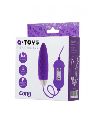 Фиолетовое узенькое виброяйцо с пультом управления A-Toys Cony, работающее от USB