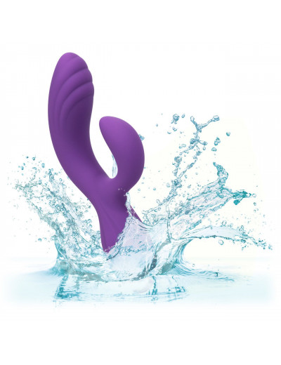 Фиолетовый вибромассажер-кролик Stella Liquid Silicone “C” Curve - 19 см.