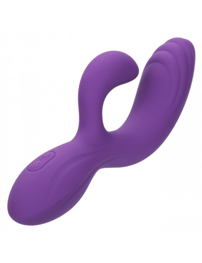 Фиолетовый вибромассажер-кролик Stella Liquid Silicone “C” Curve - 19 см.