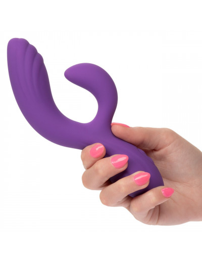 Фиолетовый вибромассажер-кролик Stella Liquid Silicone “C” Curve - 19 см.