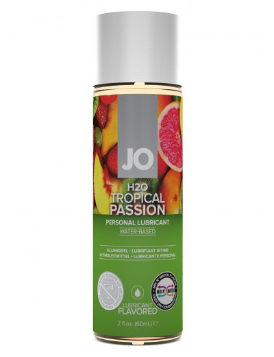 Лубрикант на водной основе с ароматом тропических фруктов JO Flavored Tropical Passion - 60 мл.