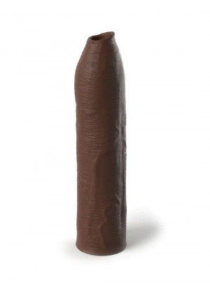 Коричневая насадка-удлинитель Uncut Silicone Penis Enhancer - 17,8 см.