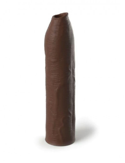 Коричневая насадка-удлинитель Uncut Silicone Penis Enhancer - 17,8 см.