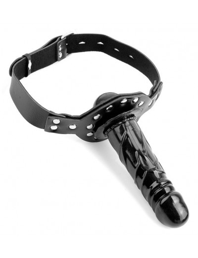 Чёрный кляп с фаллоимитатором Deluxe Ball Gag with Dildo