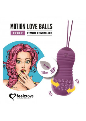 Фиолетовые вагинальные шарики с вращением бусин Remote Controlled Motion Love Balls Foxy