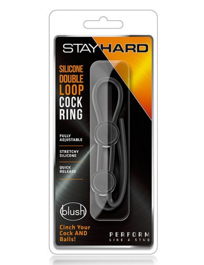 Черное двойное эрекционное лассо Silicone Double Loop Cock Ring