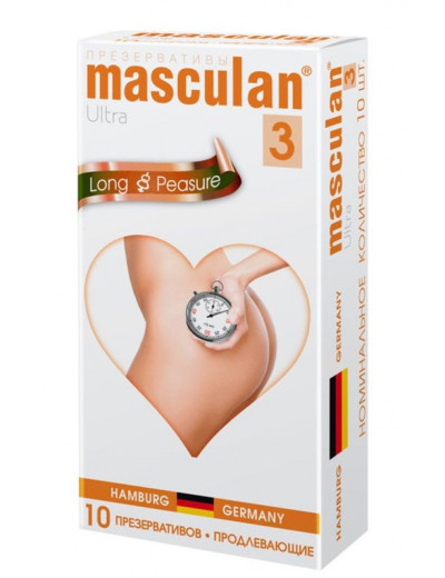 Презервативы Masculan Long Pleasure с продлевающим эффектом - 10 шт.