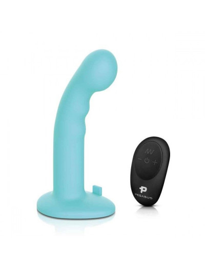 Голубая изогнутая насадка 6in Remote Control Ripple P-Spot G-Spot на черных трусиках - 16 см.