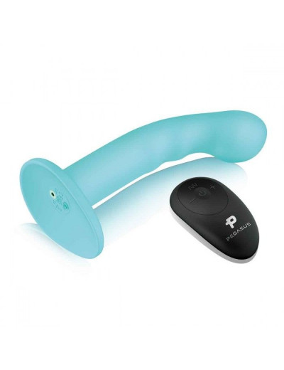 Голубая изогнутая насадка 6in Remote Control Ripple P-Spot G-Spot на черных трусиках - 16 см.