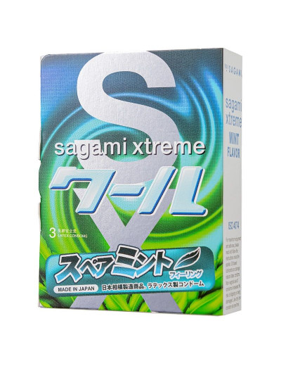 Презервативы Sagami Xtreme Mint с ароматом мяты - 3 шт.