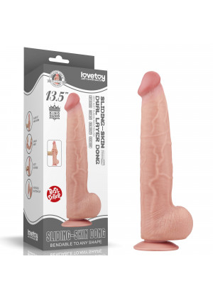 Телесный фаллоимитатор 13.5 King Sized Sliding Skin Dual Layer Dong - 34 см.