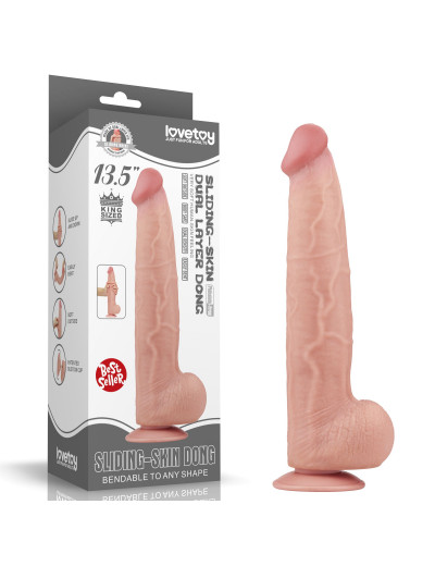 Телесный фаллоимитатор 13.5 King Sized Sliding Skin Dual Layer Dong - 34 см.