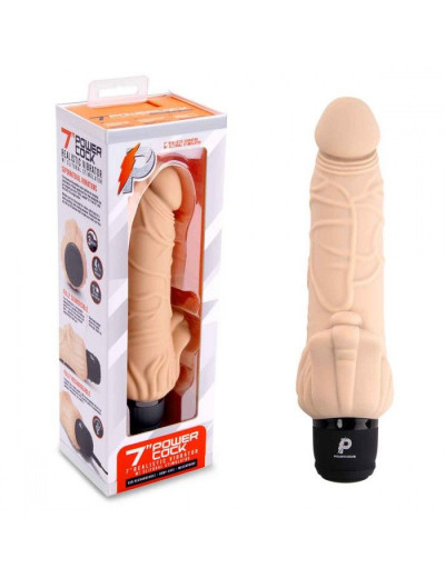 Телесный вибратор-раелистик с клиторальными лепестками 7  Realistic Vibrator - 21,5 см.