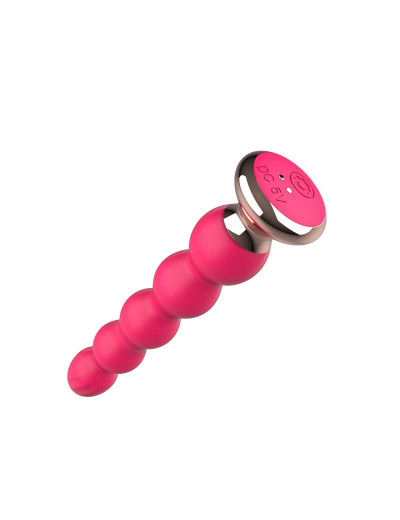 Розовый вибратор-ёлочка Mini Vibrator с пультом ДУ - 19 см.