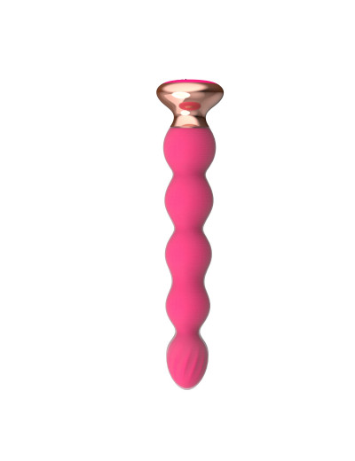 Розовый вибратор-ёлочка Mini Vibrator с пультом ДУ - 19 см.