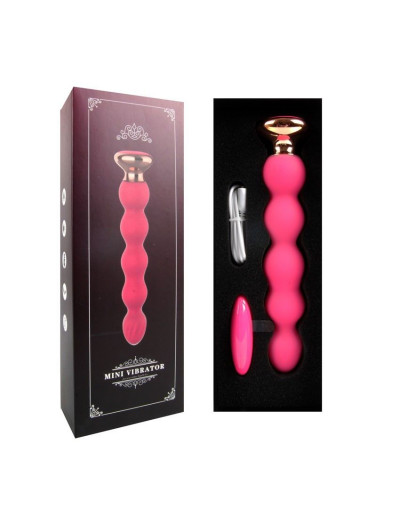 Розовый вибратор-ёлочка Mini Vibrator с пультом ДУ - 19 см.