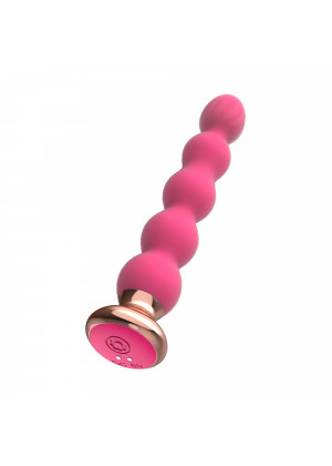 Розовый вибратор-ёлочка Mini Vibrator с пультом ДУ - 19 см.