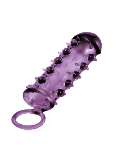 Закрытая фиолетовая насадка с пупырышками SAMURAI PENIS SLEEVE PURPLE - 14,5 см.