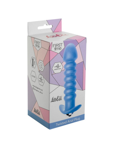 Голубая анальная вибропробка Twisted Anal Plug - 13 см.