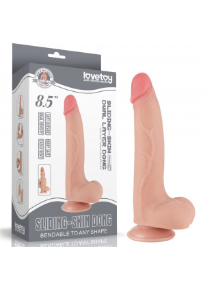 Телесный фаллоимитатор 8.5 Sliding Skin Dual Layer Dong - 20 см.