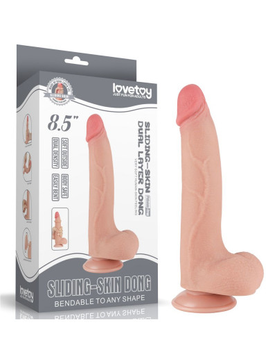 Телесный фаллоимитатор 8.5 Sliding Skin Dual Layer Dong - 20 см.