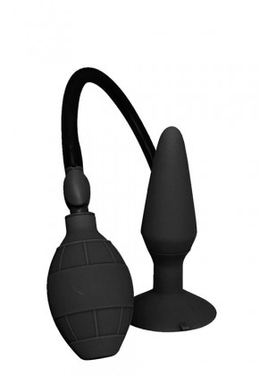 Чёрная анальная втулка с функцией расширения MENZSTUFF LARGE INFLATABLE PLUG - 14,5 см.