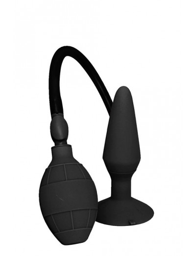 Чёрная анальная втулка с функцией расширения MENZSTUFF LARGE INFLATABLE PLUG - 14,5 см.