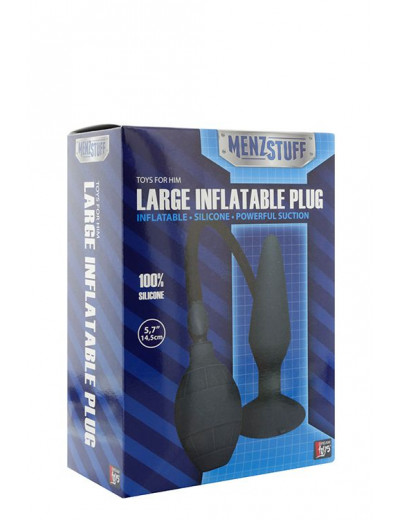 Чёрная анальная втулка с функцией расширения MENZSTUFF LARGE INFLATABLE PLUG - 14,5 см.