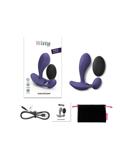 Темно-синий вибромассажер Witty P G Vibrator with Remote Control