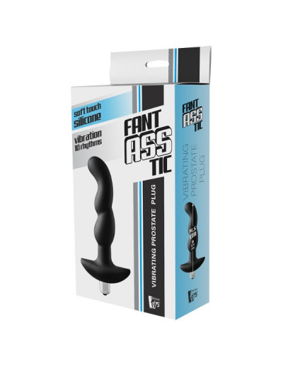 Черная вибропробка для простаты FantASStic Vibrating Prostate Plug - 14,5 см.