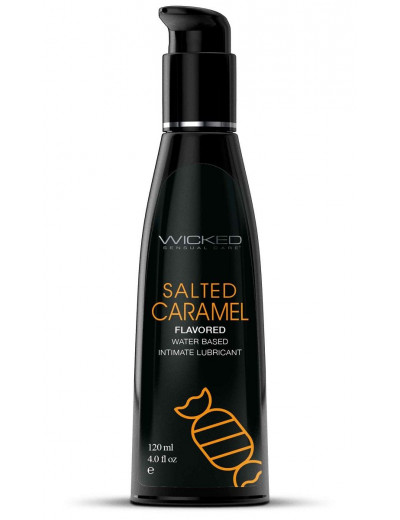 Лубрикант со вкусом соленой карамели Wicked Aqua Salted Caramel - 120 мл.