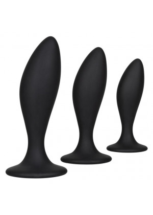 Набор из трех черных анальных пробок Silicone Anal Curve Kit