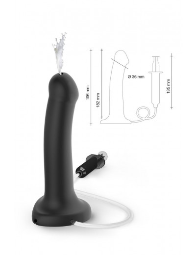 Черный фаллос с имитацией эякуляции Silicon Cum Dildo L - 19,6 см.