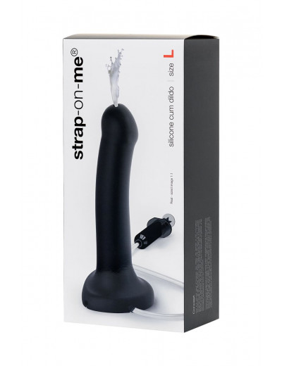 Черный фаллос с имитацией эякуляции Silicon Cum Dildo L - 19,6 см.