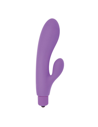 Фиолетовый вибратор с клиторальным пальчиком TINY RABBIT SILICONE - 15 см.