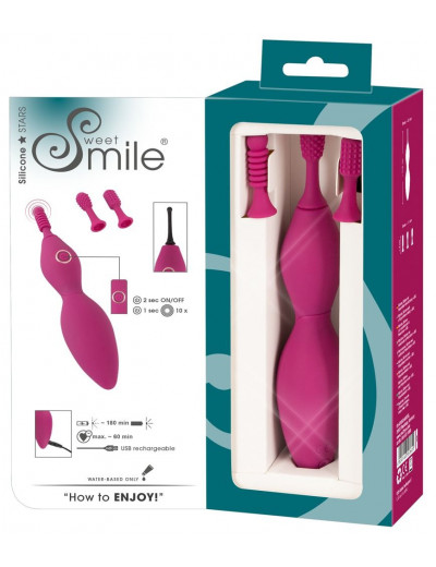 Ярко-розовый клиторальный вибратор с 3 насадками Spot Vibrator with 3 Tips - 17,9 см.