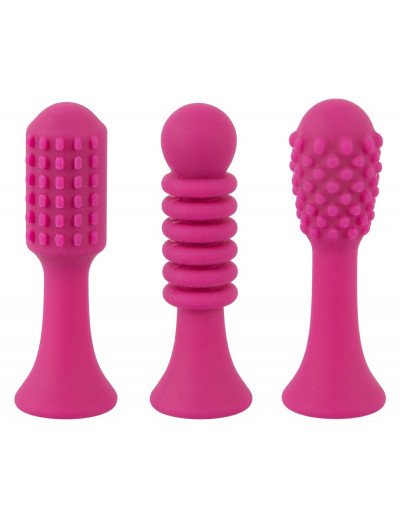 Ярко-розовый клиторальный вибратор с 3 насадками Spot Vibrator with 3 Tips - 17,9 см.